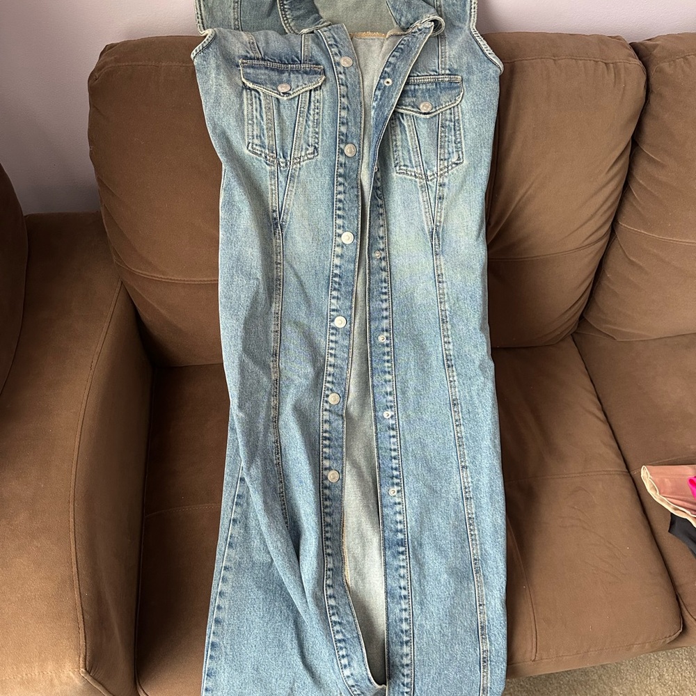 Zara Light Blue Denim Trench Coat